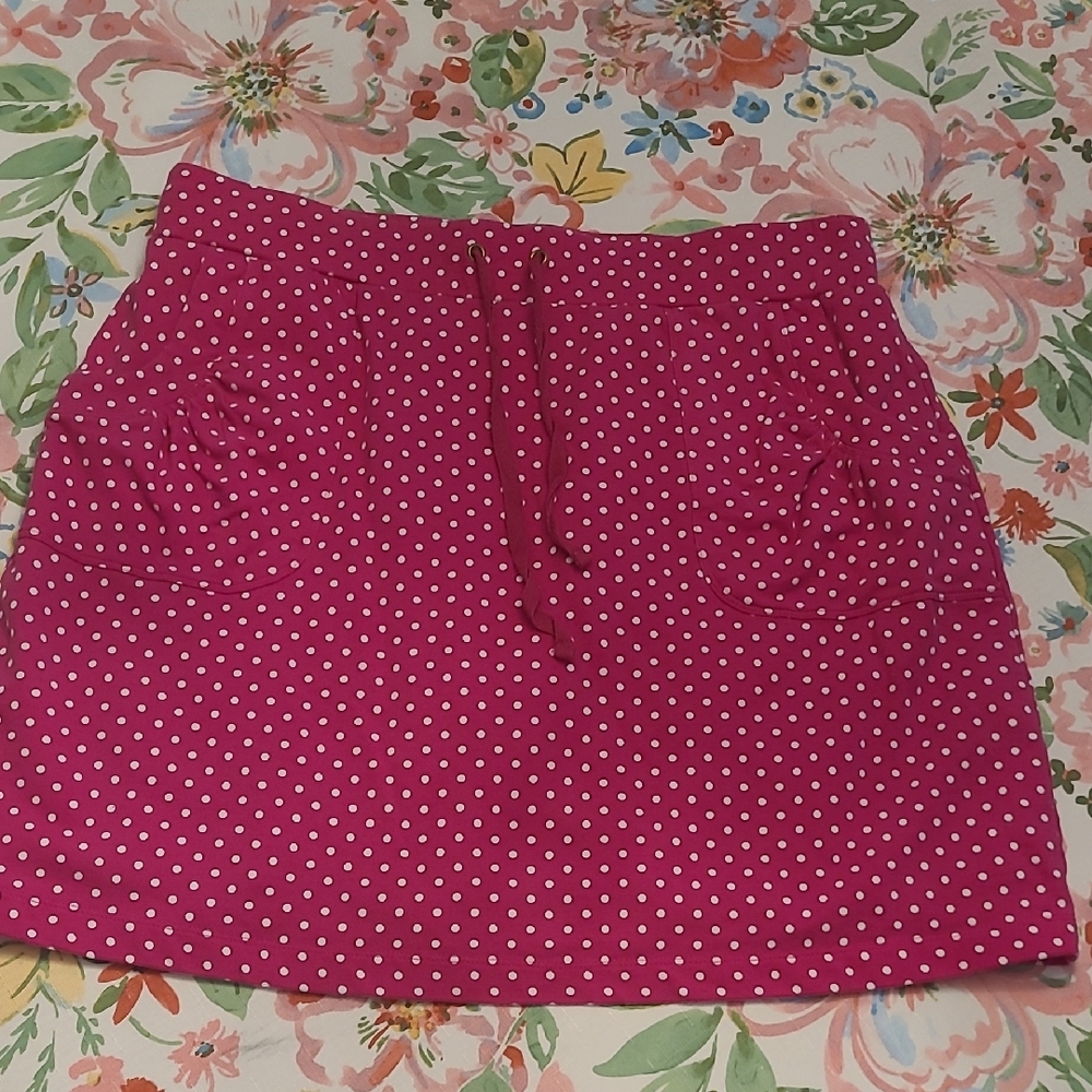 Susan Graver Fuchsia Polka Dot Drawstring Skort with Pockets!